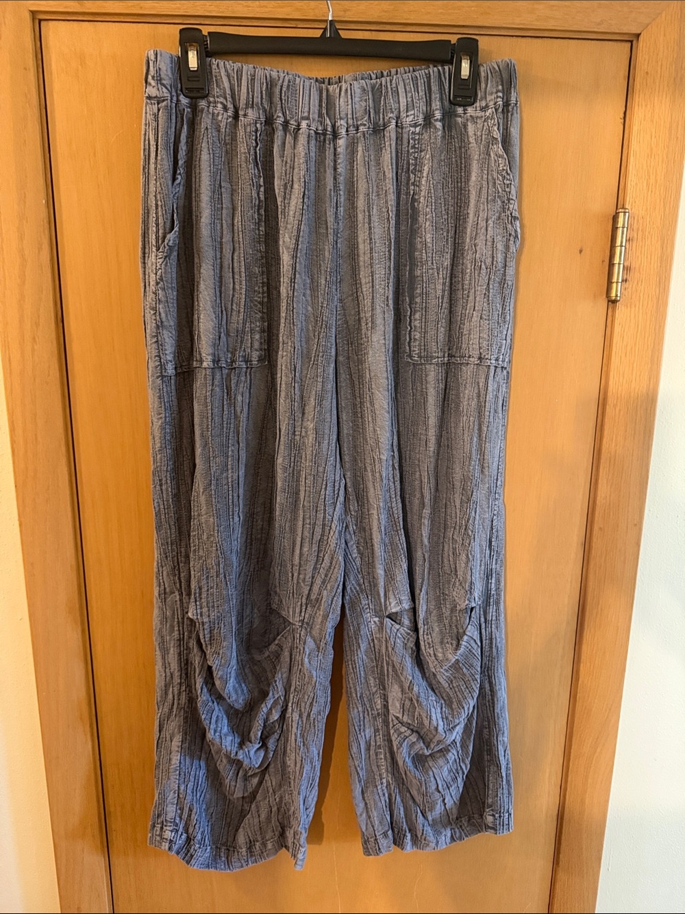 Beau Jours Women’s Loose Wide Leg Cropped Pants Viscose Gray Size XL